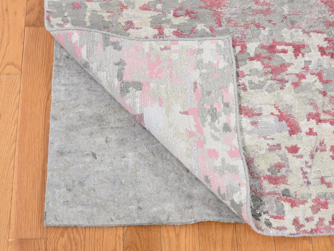 10'0" x 13'9" New Hand Knotted Pink Wool & Silk Rectangle Oriental Rug - MOA10280795