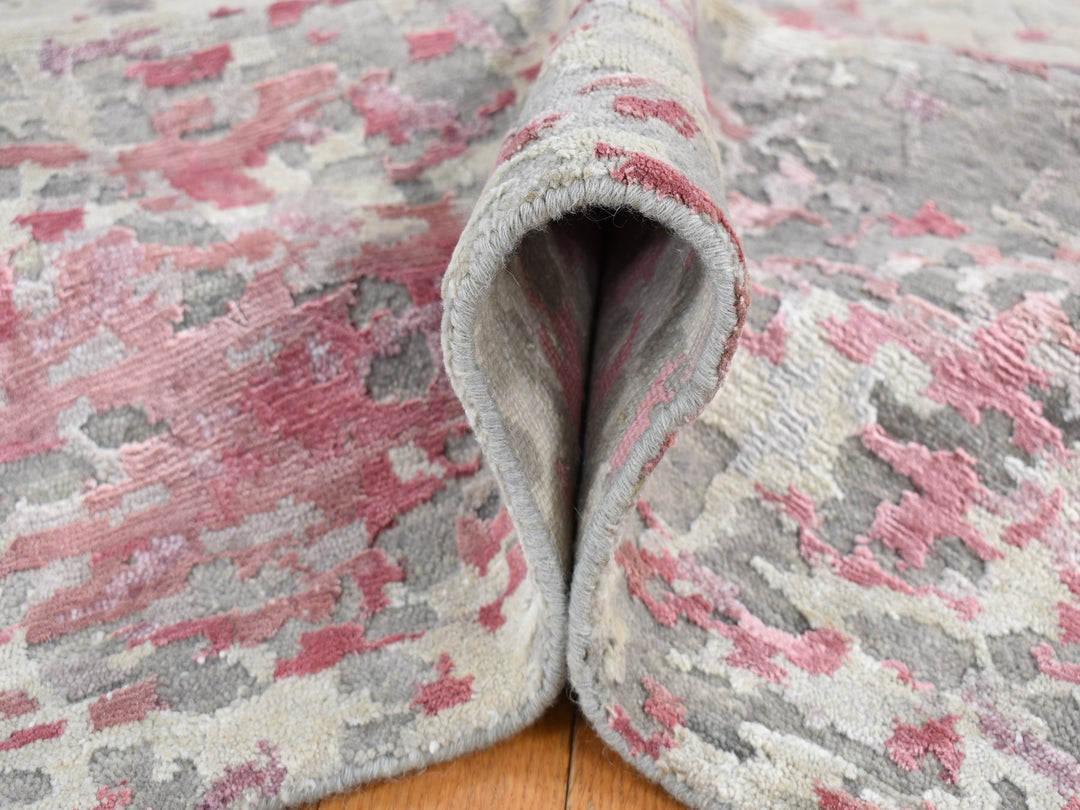 10'0" x 13'9" New Hand Knotted Pink Wool & Silk Rectangle Oriental Rug - MOA10280795