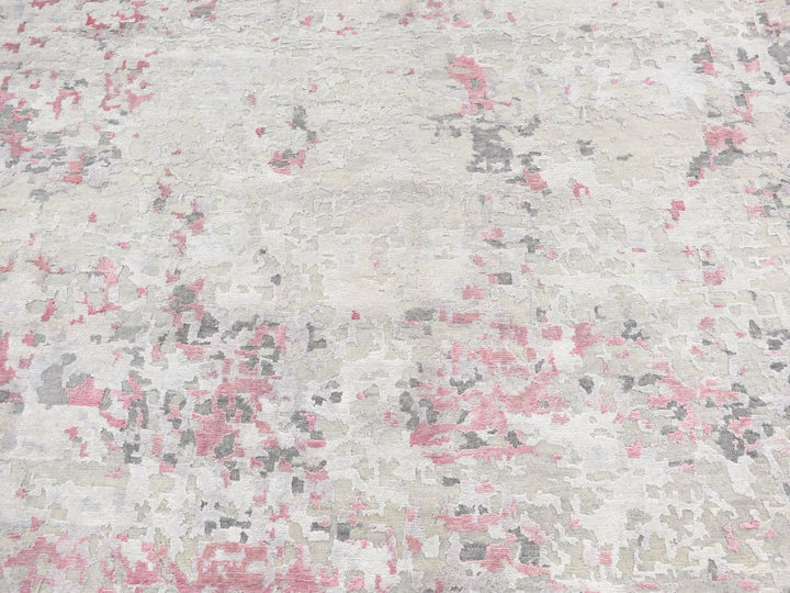 10'0" x 13'9" New Hand Knotted Pink Wool & Silk Rectangle Oriental Rug - MOA10280795