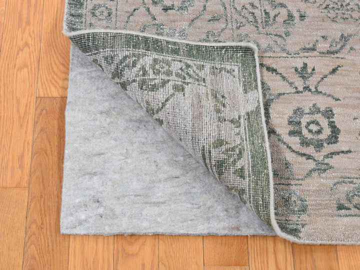 8'10" x 12'0" New Hand Knotted Green Wool & Silk Rectangle Oriental Rug - MOA10280798