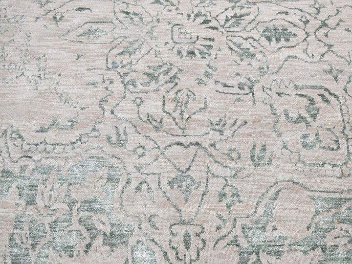 8'10" x 12'0" New Hand Knotted Green Wool & Silk Rectangle Oriental Rug - MOA10280798