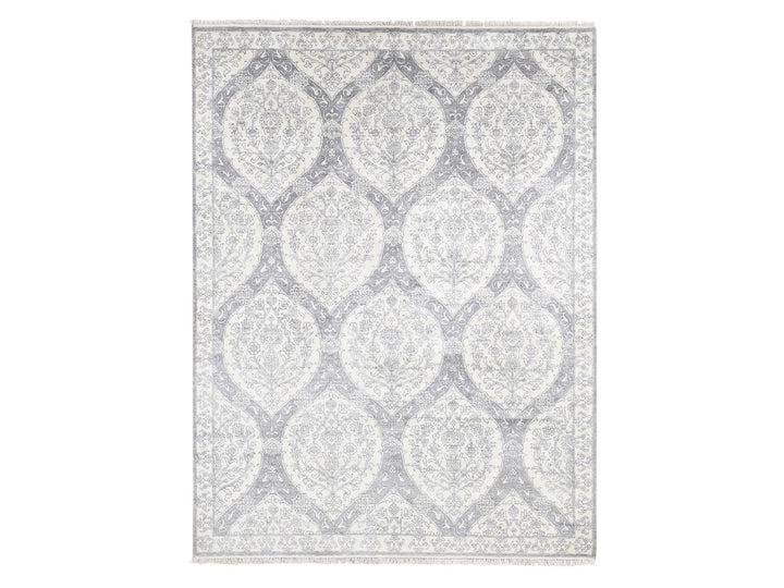 9'0" x 12'0" New Hand Knotted Ivory Cotton Rectangle Oriental Rug - MOA10280803