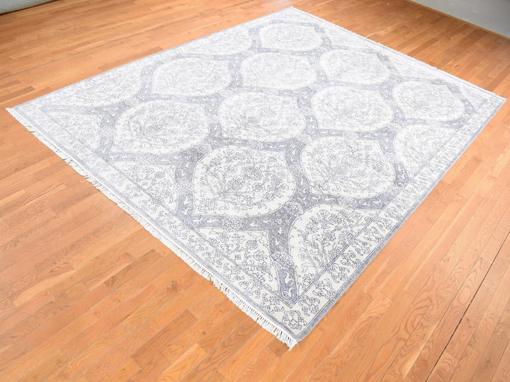 9'0" x 12'0" New Hand Knotted Ivory Cotton Rectangle Oriental Rug - MOA10280803
