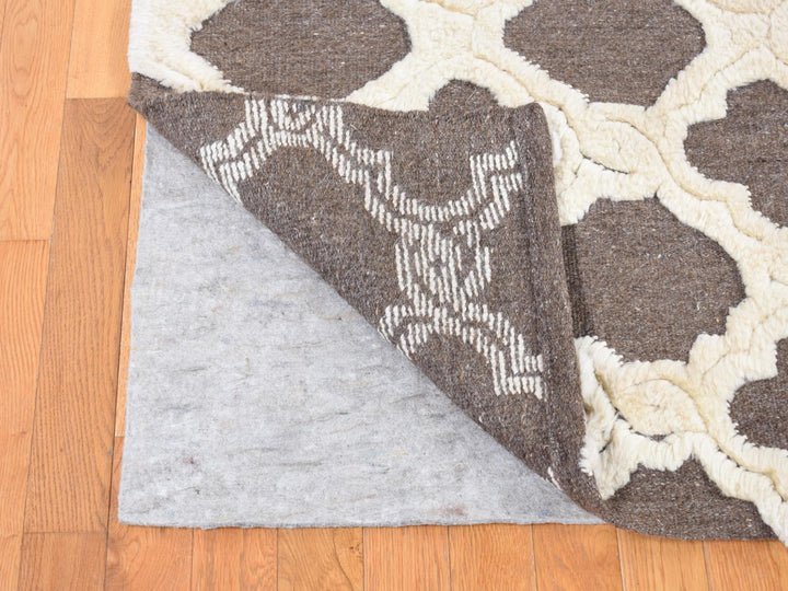 9'3" x 11'7" New Hand Knotted Ivory Wool Rectangle Oriental Rug - MOA10280807