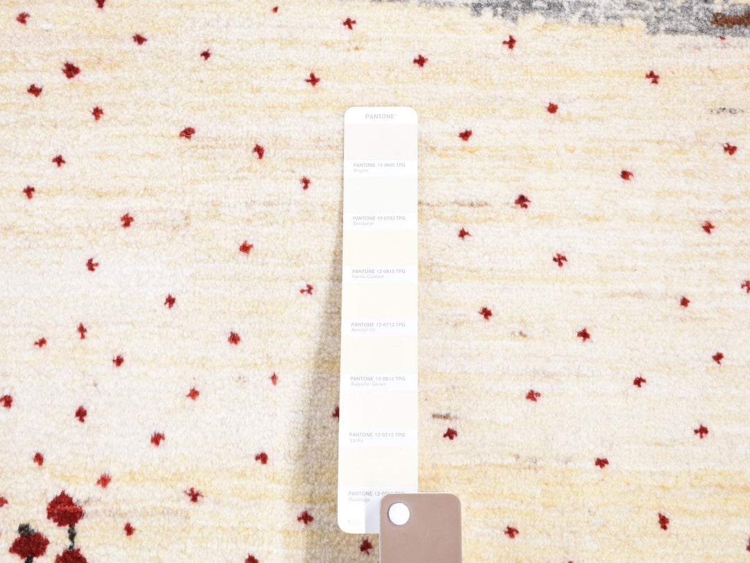 9'0" x 12'0" New Hand Knotted Ivory Wool Rectangle Oriental Rug - MOA10280814