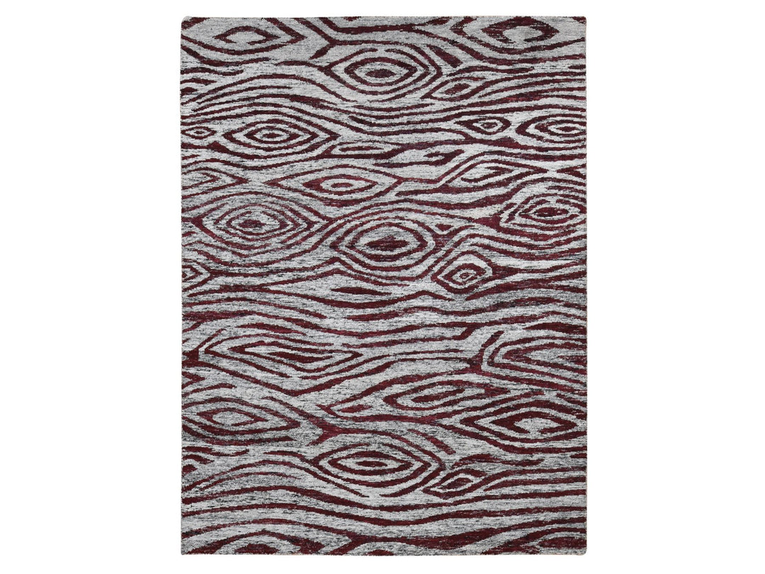 8'10" x 11'9" New Hand Knotted Red Sari Silk Rectangle Oriental Rug - MOA10280821