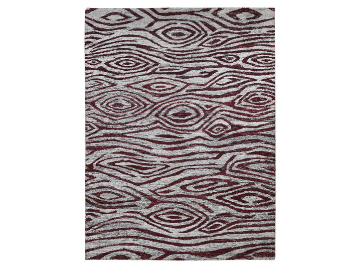 8'10" x 11'9" New Hand Knotted Red Sari Silk Rectangle Oriental Rug - MOA10280821