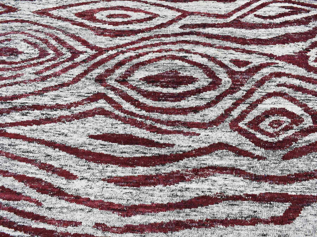 8'10" x 11'9" New Hand Knotted Red Sari Silk Rectangle Oriental Rug - MOA10280821