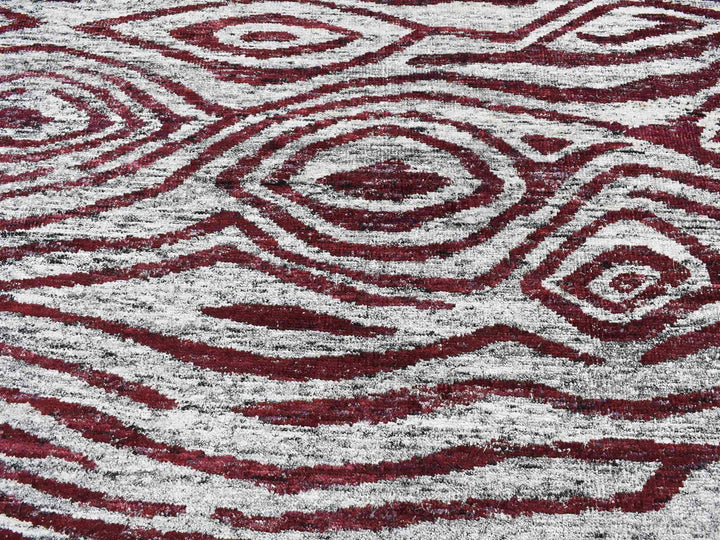 8'10" x 11'9" New Hand Knotted Red Sari Silk Rectangle Oriental Rug - MOA10280821