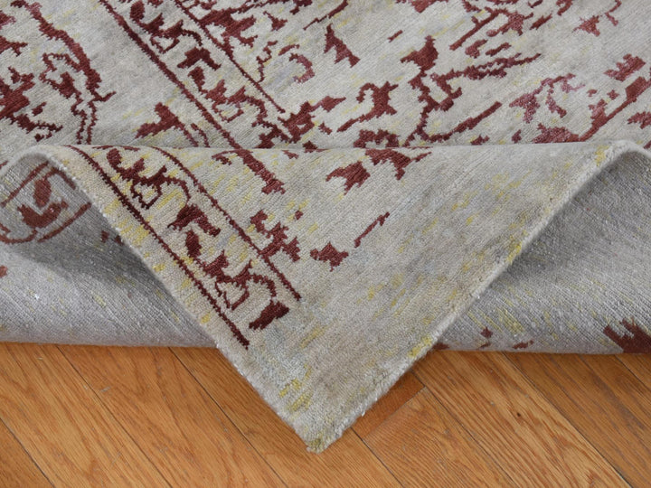 9'0" x 11'9" New Hand Knotted Beige Wool & Silk Rectangle Oriental Rug - MOA10280822