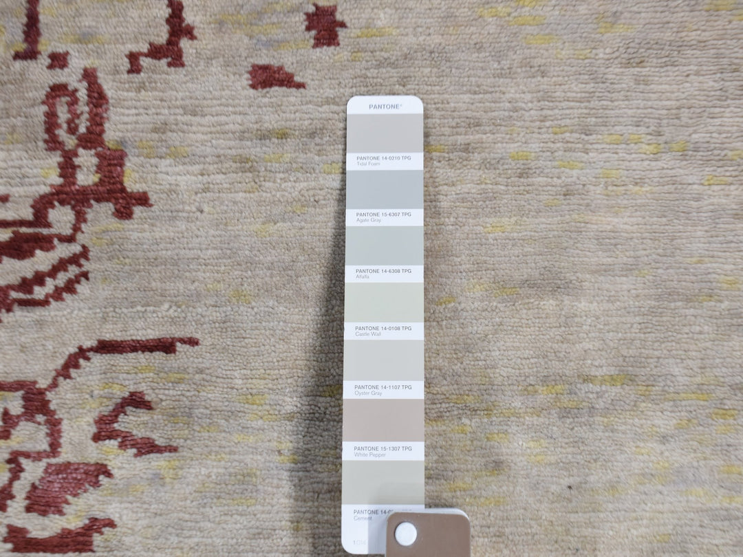 9'0" x 11'9" New Hand Knotted Beige Wool & Silk Rectangle Oriental Rug - MOA10280822