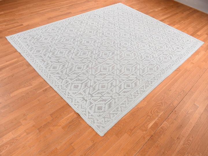 9'0" x 12'0" New Hand Knotted Blue Wool Rectangle Oriental Rug - MOA10280823