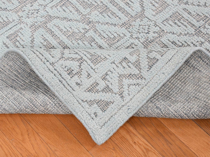 9'0" x 12'0" New Hand Knotted Blue Wool Rectangle Oriental Rug - MOA10280823