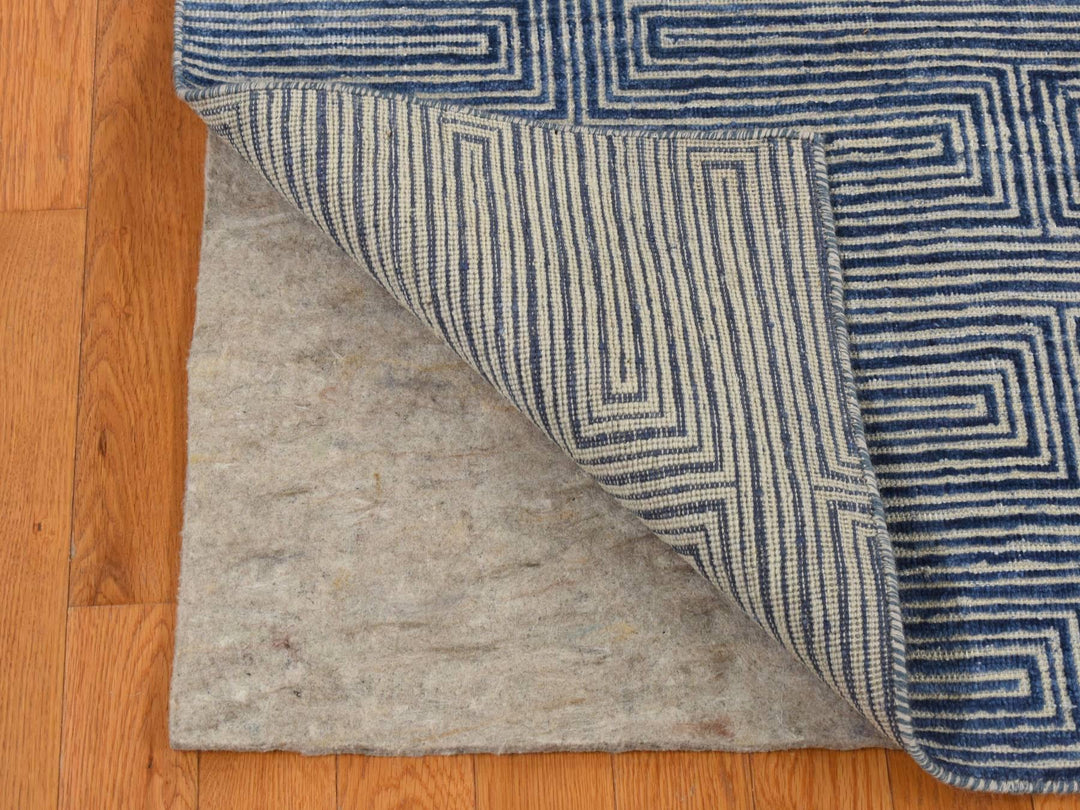 8'0" x 10'0" New Hand Knotted Blue Wool & Silk Rectangle Oriental Rug - MOA10280827