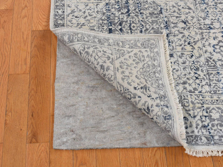 8'3" x 10'2" New Hand Knotted Grey Wool & Silk Rectangle Oriental Rug - MOA10280835