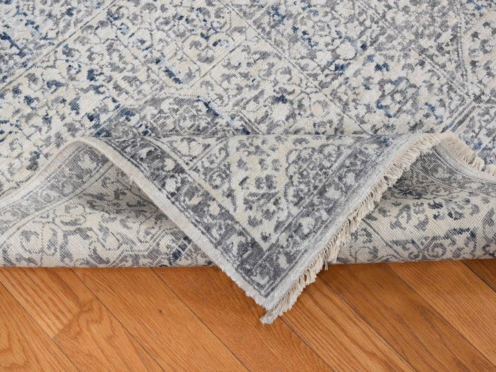 8'3" x 10'2" New Hand Knotted Grey Wool & Silk Rectangle Oriental Rug - MOA10280835