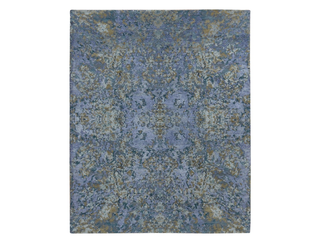 8'0" x 9'10" New Hand Knotted Purple Wool & Silk Rectangle Oriental Rug - MOA10280836