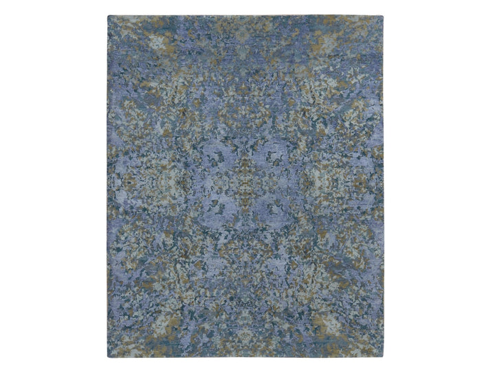 8'0" x 9'10" New Hand Knotted Purple Wool & Silk Rectangle Oriental Rug - MOA10280836