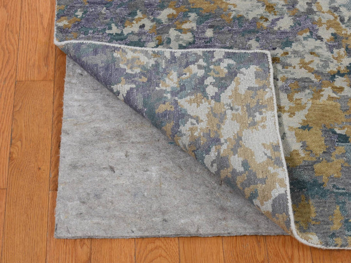 8'0" x 9'10" New Hand Knotted Purple Wool & Silk Rectangle Oriental Rug - MOA10280836