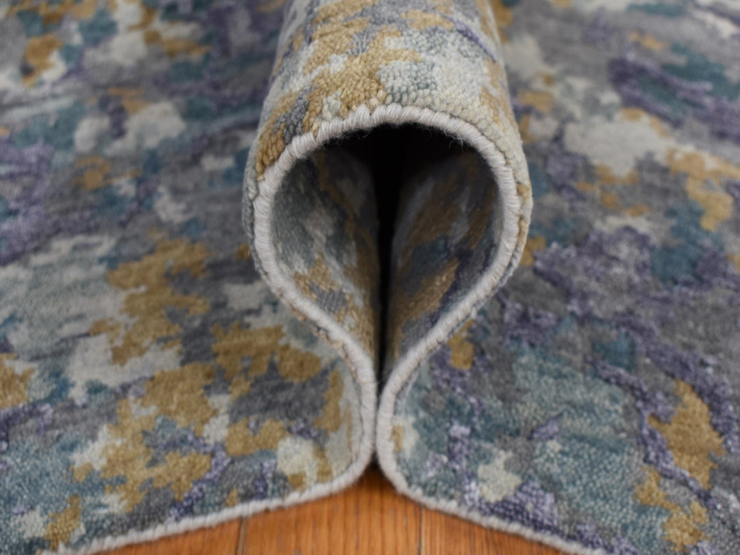 8'0" x 9'10" New Hand Knotted Purple Wool & Silk Rectangle Oriental Rug - MOA10280836