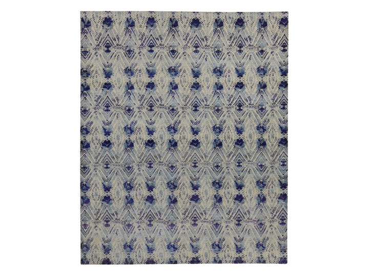 8'0" x 10'0" New Hand Knotted Purple Wool & Silk Rectangle Oriental Rug - MOA10280841