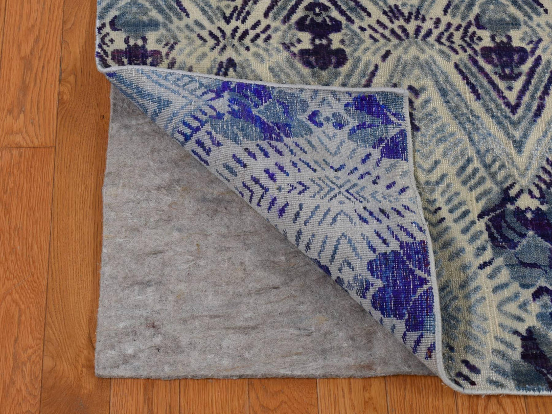 8'0" x 10'0" New Hand Knotted Purple Wool & Silk Rectangle Oriental Rug - MOA10280841