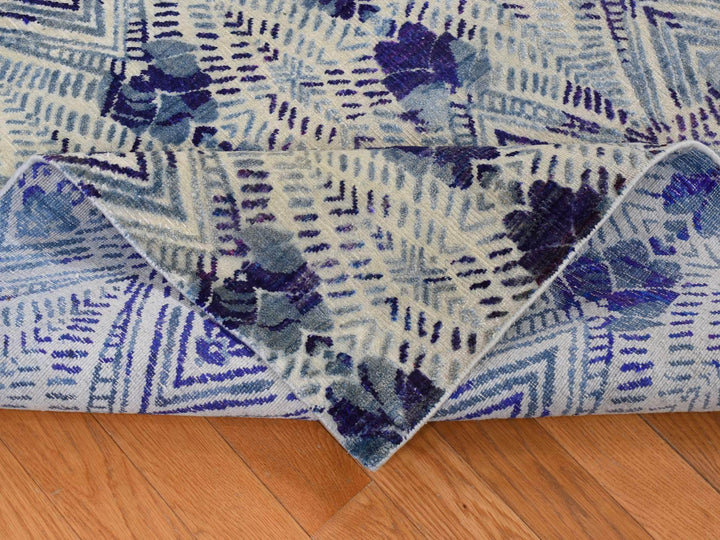8'0" x 10'0" New Hand Knotted Purple Wool & Silk Rectangle Oriental Rug - MOA10280841