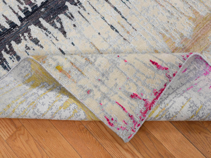 8'0" x 10'3" New Hand Knotted Beige Wool & Silk Rectangle Oriental Rug - MOA10280846