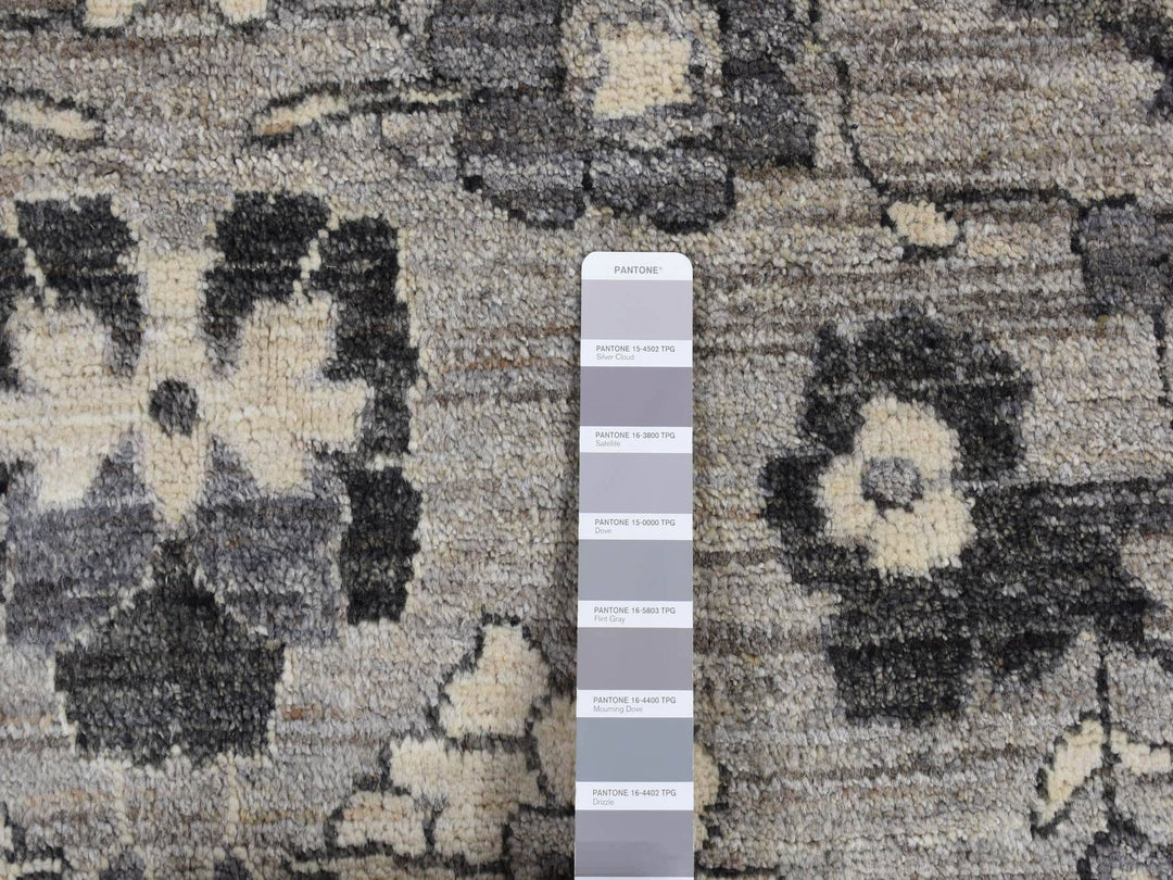 9'1" x 12'6" New Hand Knotted Grey Wool Rectangle Oriental Rug - MOA10280851