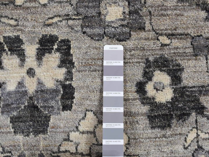 9'1" x 12'6" New Hand Knotted Grey Wool Rectangle Oriental Rug - MOA10280851