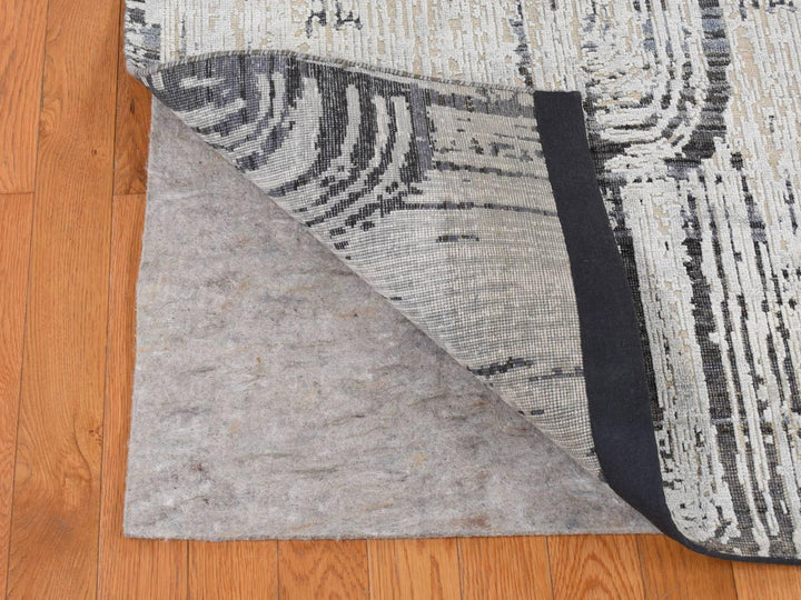 10'0" x 14'5" New Hand Knotted Grey Wool & Silk Rectangle Oriental Rug - MOA10280852