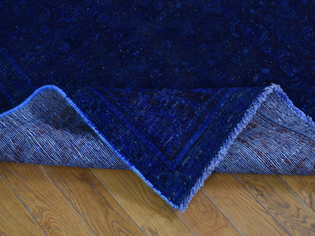 5'1" x 10'0" New Hand Knotted Blue Worn Wool Runner Oriental Rug - MOA10280860