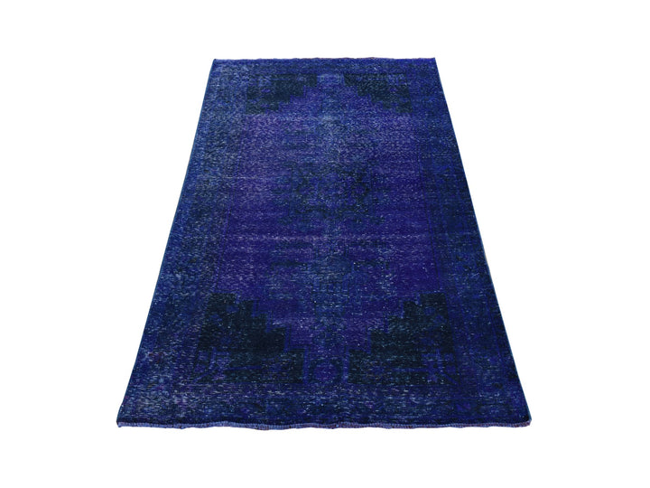 4'3" x 7'10" Vintage Hand Knotted Overdyed Wool Runner Oriental Rug - MOA10280862