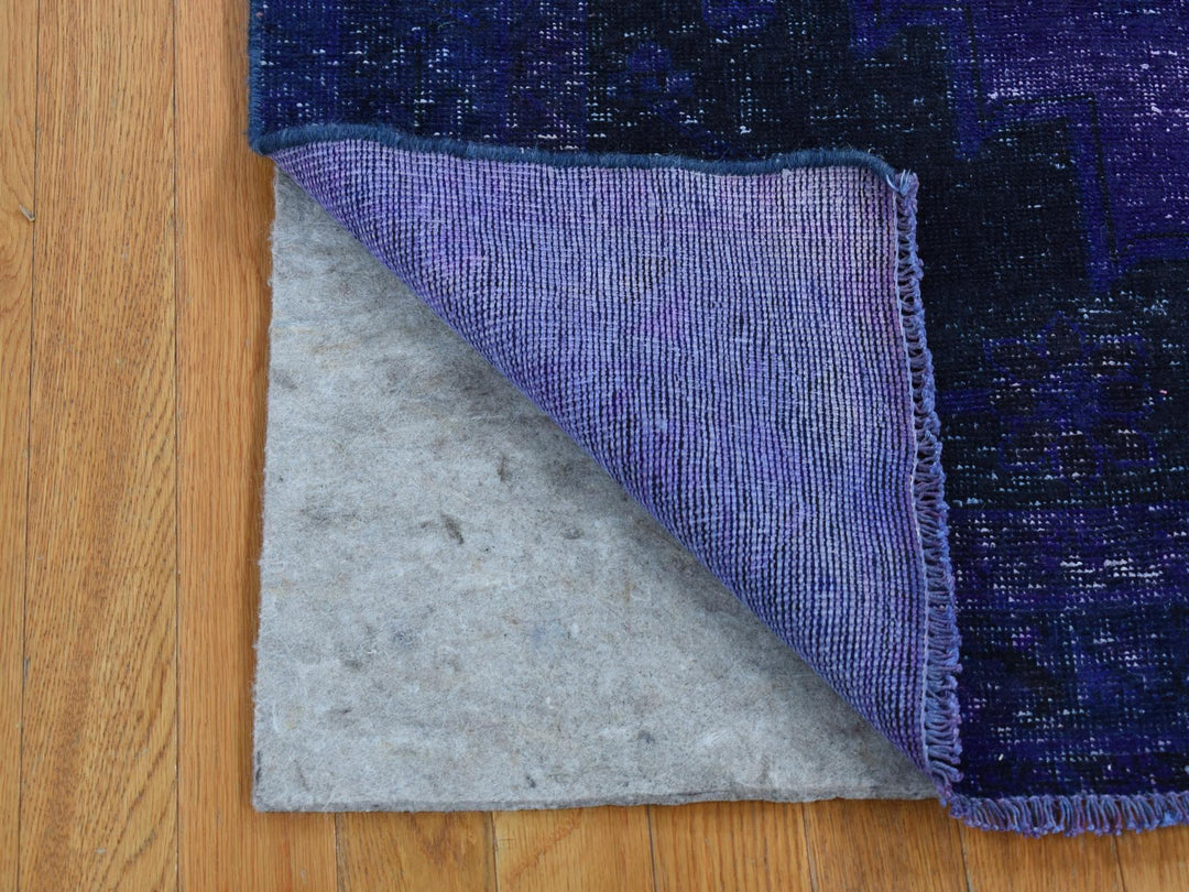 4'3" x 7'10" Vintage Hand Knotted Overdyed Wool Runner Oriental Rug - MOA10280862