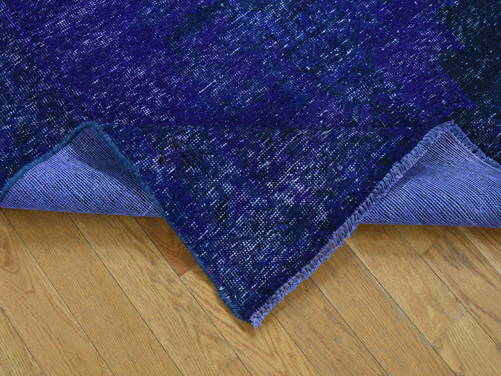 4'3" x 7'10" Vintage Hand Knotted Overdyed Wool Runner Oriental Rug - MOA10280862