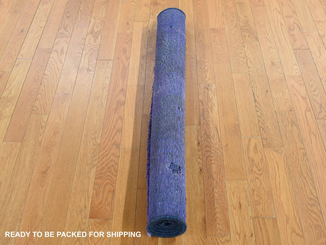 4'3" x 7'10" Vintage Hand Knotted Overdyed Wool Runner Oriental Rug - MOA10280862