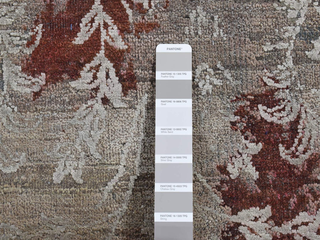 5'2" x 7'1" New Hand Knotted Grey Wool & Silk Rectangle Oriental Rug - MOA10280885