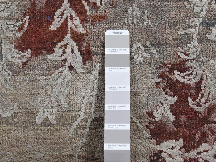 5'2" x 7'1" New Hand Knotted Grey Wool & Silk Rectangle Oriental Rug - MOA10280885