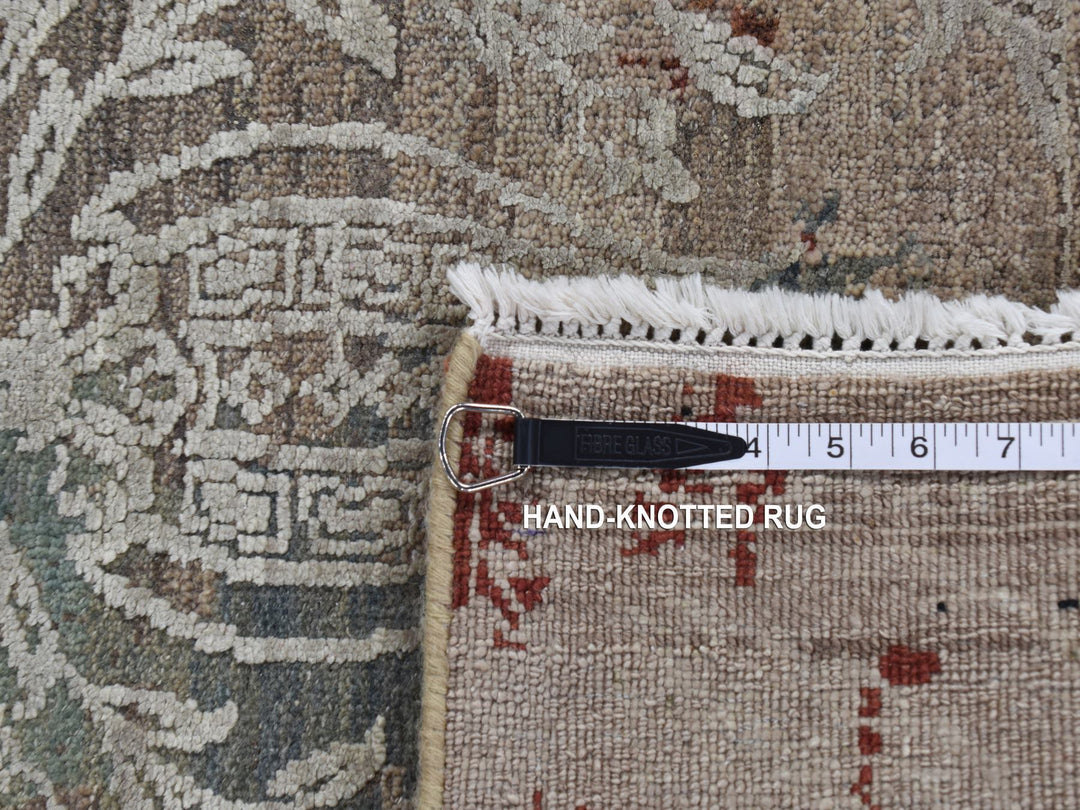 5'2" x 7'1" New Hand Knotted Grey Wool & Silk Rectangle Oriental Rug - MOA10280885