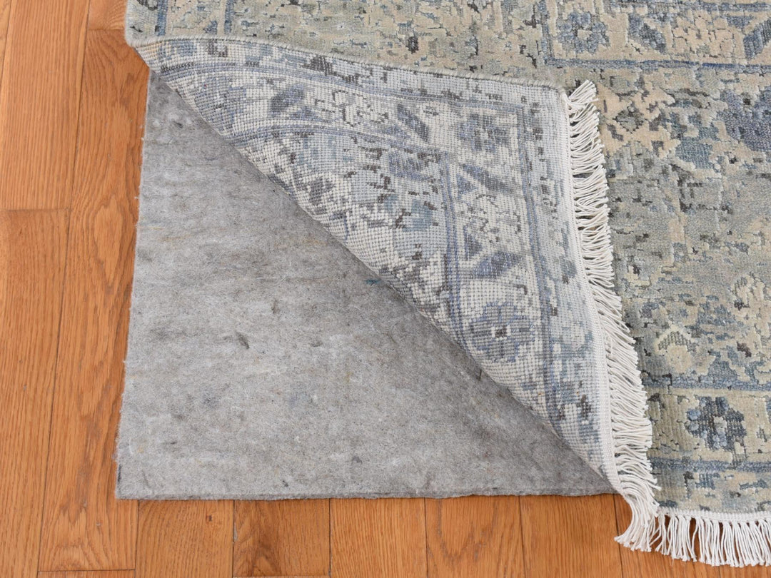 10'2" x 10'2" New Hand Knotted Blue Wool & Silk Square Oriental Rug - MOA10280892
