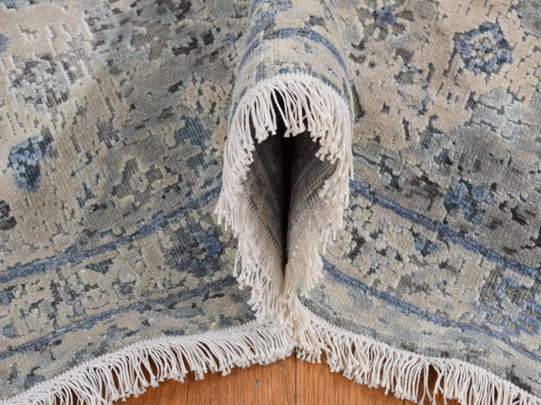 10'2" x 10'2" New Hand Knotted Blue Wool & Silk Square Oriental Rug - MOA10280892