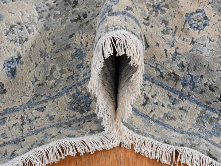 10'2" x 10'2" New Hand Knotted Blue Wool & Silk Square Oriental Rug - MOA10280892