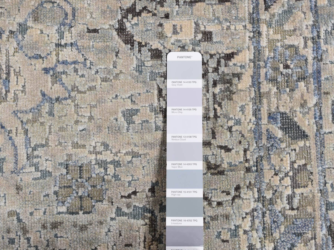 10'2" x 10'2" New Hand Knotted Blue Wool & Silk Square Oriental Rug - MOA10280892