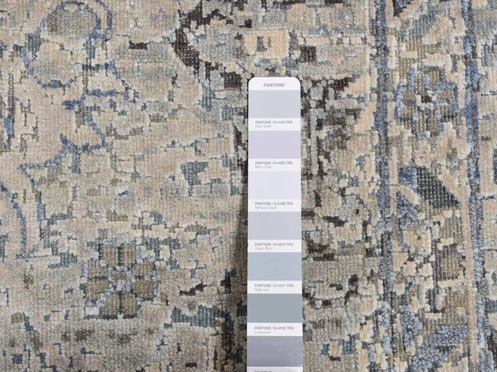 10'2" x 10'2" New Hand Knotted Blue Wool & Silk Square Oriental Rug - MOA10280892