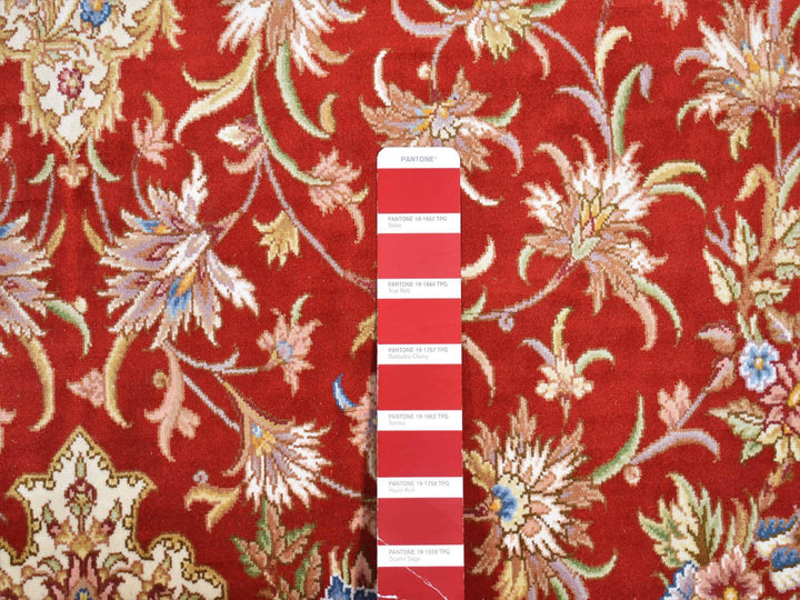4'1" x 6'4" New Hand Knotted Red Silk Rectangle Oriental Rug - MOA10280893