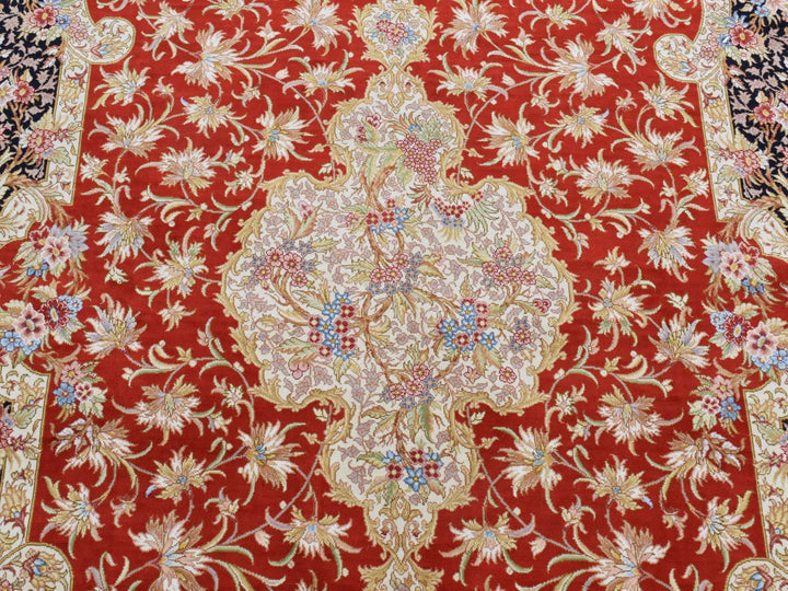 4'1" x 6'4" New Hand Knotted Red Silk Rectangle Oriental Rug - MOA10280893