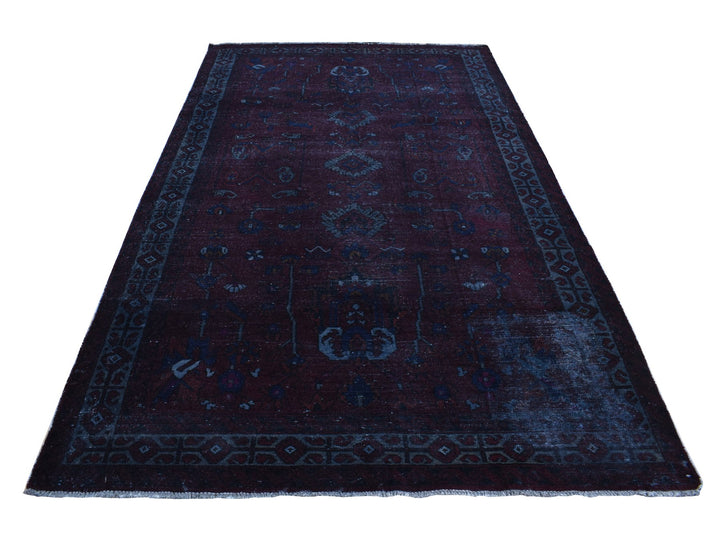 5'4" x 9'5" New Hand Knotted Overdyed Worn Wool Runner Oriental Rug - MOA10280896