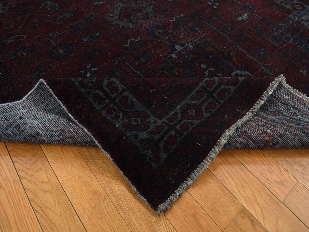 5'4" x 9'5" New Hand Knotted Overdyed Worn Wool Runner Oriental Rug - MOA10280896
