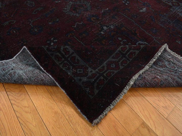 5'4" x 9'5" New Hand Knotted Overdyed Worn Wool Runner Oriental Rug - MOA10280896