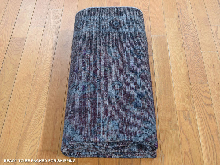 5'4" x 9'5" New Hand Knotted Overdyed Worn Wool Runner Oriental Rug - MOA10280896